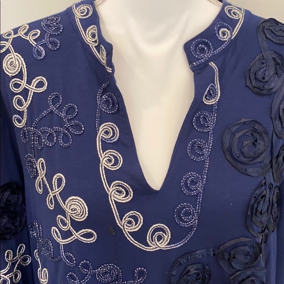 Once Again Blue Embellished Tunic size 3X - Picture 2 of 10